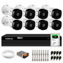 Kit 8 Câmeras Intelbras VHL 1220 B Full HD 1080p HDCVI Visão Noturna 20m Resistente a Chuva IP66 + DVR Intelbras MHDX 1208 8 Canais + HD 1TB Barracuda