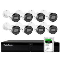 Kit 8 Câmeras Intelbras VLP 1230 B IP Bullet Full HD 1080p IP67 Visão Noturna 30m + DVR Tudo Forte TFHDX 3308 8 Canais + HD 1TB BarraCuda