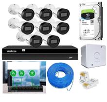 Kit 8 câmeras ip hd intelbras vipc 1230 b + nvd 1408 completo