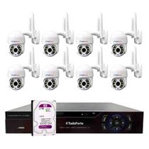 Kit 8 Câmeras Ip Wifi Speed Dome Externa Motorizada Full HD Tudo Forte + DVR Gravador de Vídeo Tudo Forte TFHDX 3304 4 Canais + HD 2TB Purple