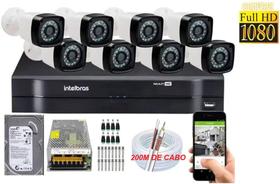 Kit 8 Cameras Segurança 1080 Full Hd Dvr Intelbras 8ch mhdx Alta Resolução c/ Acessórios 200m Cabo