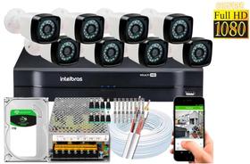 Kit 8 Cameras Segurança 1080 Full Hd Dvr Intelbras 8ch mhdx Alta Resolução c/ Acessórios e HD 1TB