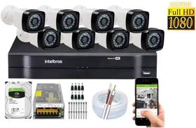 Kit 8 Cameras Segurança 1080 Full Hd Dvr Intelbras 8ch mhdx Alta Resolução c/ Acessórios e hd 3tb