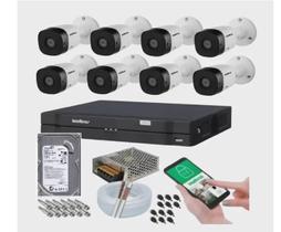 Kit 8 Cameras Segurança 1080 Full Hd Dvr Intelbras 8ch mhdx Alta Resolução c/ Acessórios
