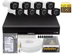 Kit 8 Cameras Segurança 1080 Full Hd Dvr Intelbras 8ch mhdx Alta Resolução c/ Acessórios