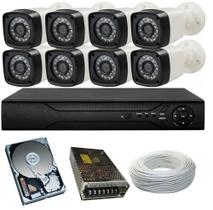 Kit 8 Cameras Segurança 720 Hd 1 Mp Dvr 8 Canais Multi Hd 8ch Alta Resolução c/ Acessórios - protec