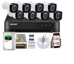 Kit 8 Cameras Segurança 720p Hd Dvr Hikvision 8ch Alta Resolução c/ Acessórios