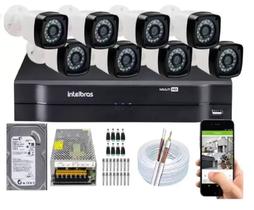 Kit 8 Cameras Segurança 720p Hd Dvr Intelbras 8ch mhdx Alta Resolução c/ Acessórios