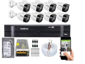 Kit 8 Câmeras Segurança 720P Hd Dvr Intelbras 8ch mhdx Alta Resolução c/ Acessórios
