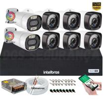 Kit 8 Cameras Seguranca full 1080p c/ 2 Cameras Full color Dvr Intelbras full hd 8ch mhdx s/hd