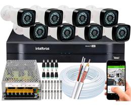 Kit 8 Cameras Segurança Full Hd Dvr Intelbras 8 Canais S/ Hd