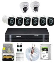 Kit 8 Cameras Segurança Hd Dvr Intelbras 8ch Alta Resolução c/ Acessórios e hd 1TB