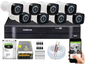 Kit 8 Cameras Seguranca Hd Dvr Intelbras full hd 8ch mhdx c/hd 3tb