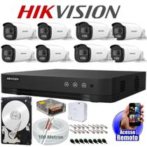Kit 8 Cameras Segurança Hikvision Colorvu Imagens Norturnas Coloridas Full Hd 20m 1080p+Acessorios