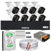 Kit 8 Câmeras Segurança Imagem Colorida a Noite 1080p Full Hd Dvr Intelbras 1008c Hd 500gb