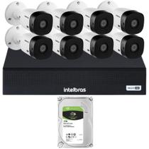 Kit 8 Cameras Segurança Intelbras 1220b G6 Full hd Dvr 8ch 3008-C 4mp c/hd 1tb