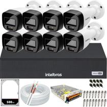 Kit 8 Câmeras Segurança Intelbras VHD 3220b Microfone áudio Full Color 1080p Dvr Mhdx 3108c 500GB