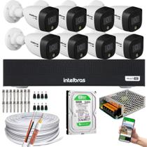 Kit 8 Câmeras Segurança VHD 1220 B Full Color 1080p + DVR Intelbras MHDX 3008-C 8 Ch Hd 500Gb