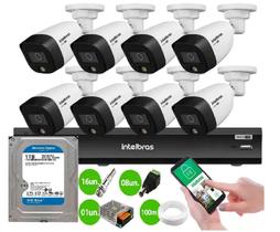 Kit 8 Câmeras Segurança VHD 1220 B Full Color Full HD 1080p Gravador IMHDX 3008 8 Canais C/Hd 1Tb