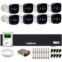 Kit 8 Câmeras TF 710 B Full Color ColorVu Full HD 1080p Bullet Visão Noturna Colorida 20m + DVR Intelbras MHDX 3008-C 8 Canais + HD 2TB BarraCuda