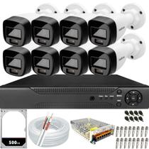 Kit 8 Câmeras Vhd 1220b Full Color Intelbras Dvr 8 Canais Hd 500gb