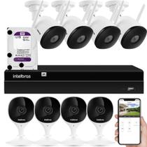 Kit 8 Cameras WiFi Full HD 4 Internas, 4 Externas ,NVR 4K HD e 1TB Intelbras