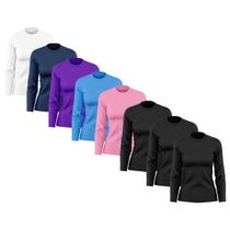 Kit 8 Camisas Feminina Manga Longa Proteção Uv Dry Fit
