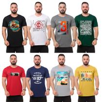 Kit 8 Camisetas Estampadas Masculinas Algodão Fio 30.1 Premium