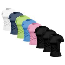 Kit 8 Camisetas Feminina Dry Básica Lisa Proteção Solar UV Térmica Blusa Academia Esporte Camisa