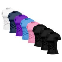 Kit 8 Camisetas Feminina Dry Fit Básica Lisa Proteção Solar UV Térmica Blusa Academia Esporte Camisa 07