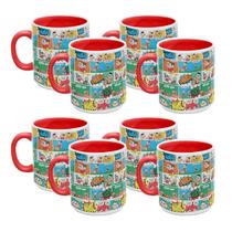 Kit 8 Caneca 300ml Turma da Mônica Quadrinhos Colorida