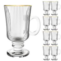 Kit 8 Caneca Capuccino CháCafé Irish Coffee Grafiatto Gold Transparente 220ml