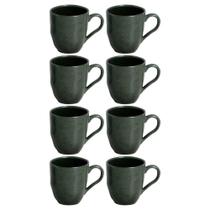 Kit 8 Canecas Arauco Verde Porto Brasil 273ml Xícara de Chá Cerâmica Servir Mesa Posta