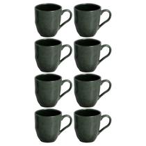 Kit 8 Canecas Arauco Verde Porto Brasil 273ml Xícara de Chá Cerâmica Servir Mesa Posta