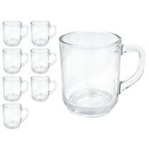 Kit 8 Canecas De Vidro Lisa Praticasa Transparente 250ml
