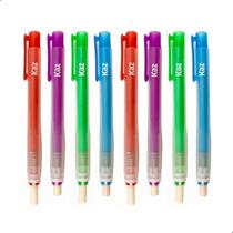 Kit 8 Caneta Borracha Retratil Sintetica Acao Mecanica 6,6mm