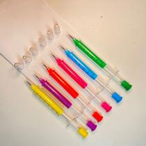 Kit 8 canetas em gel ponta fina seringa criativa papelaria para escola e escritório