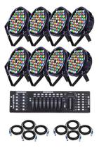 Kit 8 Canhão Refletor Rgbwa 60 Led 3w + Mesa Dmx C/cabos 5m