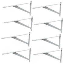 Kit 8 Cantoneiras Reforçadas Mão Francesa Branca 30cm x 20cm Novoletto