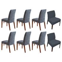 Kit 8 Capa de Cadeira Estampada Lisa Botanica Cinza Sultan