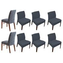 Kit 8 Capa de Cadeira Estampada Lisa Cinza Botanica Sultan