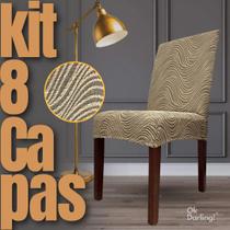 Kit 8 Capa de Cadeira Linha Premium Imperial Persa Marrom/Areia Kit 8 Capa de Cadeira Linha Premium Imperial Persa Marrom/Areia
