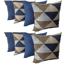 Kit 8 capas almofadas geometricas azul decor confrto casa