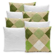 Kit 8 Capas de Almofadas Lisa e Estampada Piquet Favinho 40x40 C/ Zíper