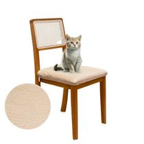 Kit 8 Capas de Cadeira De Jantar Protetor Anti Unha Gato Luxo Avelã