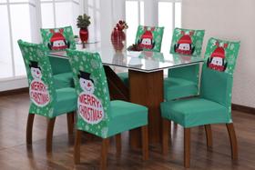Kit 8 Capas De Cadeira Em Malha Especial Estampa De Natal e Ano Novo