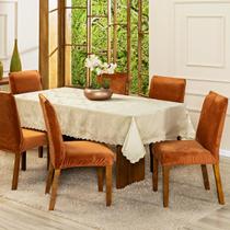 Kit 8 Capas de Cadeira Jantar Lisa Splendore Ajustável com Elástico Tecido Veludo Suede Decoração Luxo Para Cozinha