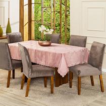 Kit 8 Capas de Cadeira Jantar Lisa Splendore Ajustável com Elástico Tecido Veludo Suede Decoração Luxo Para Cozinha