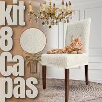 Kit 8 Capas de Cadeira Linha Gold Anti Gato Indiana - Creme