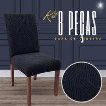 Kit 8 Capas de Cadeira Linha Gold Anti Gato Italiana - Preto